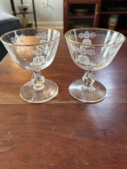 Homer Laughlin Vintage Queen Esther Gold Rimmed Sherbet Glasses Set Of 2