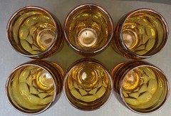 Vintage Set of Six Anchor Hocking Georgian Amber Tumblers Honeycomb Panels
