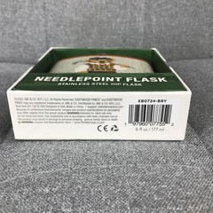 Eastwood Pines Needlepoint Flask Golf Bear 6 Oz Beige With Box Stainless Steel
