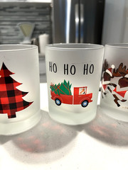 Culver Christmas Glasses Set 5 Vintage Frosted Elfs Reindeer Tree Must SEE