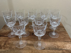 A lot of 11 Vintage Crystal Wine Water Glasses/Goblets 5 1/2″ x 2 1/8″ diameter