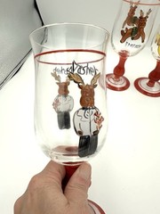 Pottery Barn Rainbow Mountain Reindeer Christmas Handpainted Goblets