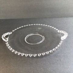 Vintage Candlewick Clear Glass Bubble Edge Serving Tray Plate with Handles 11.5”