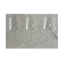 Set of 3 Vintage Bohemia Crystal Claudia Water Goblets – 6.5″ Faceted Ball Stem
