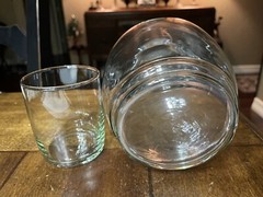 8″x4.5″ Hand Blown Clear Glass Tumble-Up Water Decanter & 3.25″x2.75″ Cup