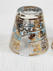 Georges Briard “Rouge Blush” Grape & Vine Glasses – Set of 2 Gold & Blue – 3.5″