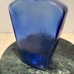 Libbey Cobalt Blue Pebbled Glass Bottle Decorative Vase, See Pics For Info!