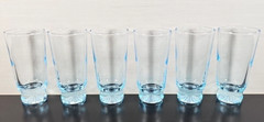 (6) Duz Crystal Star Sapphire 2.5 Oz Tumblers Set Vintage Blue Glasses MCM Lot