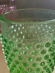 Vintage L.E. Smith Glass Green Hobnail Drinking Tumbler Footed 5.5″H READ ALL