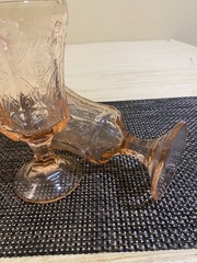 Set of 2 INDIANA GLASS COMPANY RECOLLECTION PINK MADRID WATER GOBLET DEPRESSION