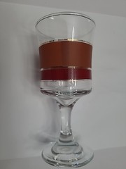 Vintage Goblet Wine Glass Denby Glass MCM Red and Metallic Gold Stripe