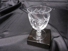 Fostoria Glass Holly Oyster Cocktail Clear Gray Cut 3 3/4″ T ca 1942-1980