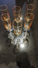 Set of 6 Champagne Yellow/Orange Flute Glasses – 2000s Crate & Barrel