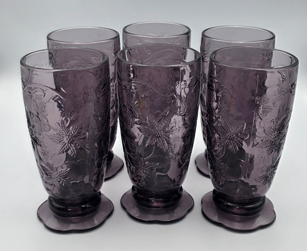 PRINCESS HOUSE FANTASIA FLORAL DESIGN AMETHYST TUMBLER SET OF 6