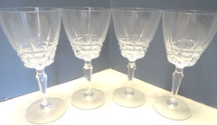 Set-4 W. M. Dalton Cherbourg French Lead Crystal Glasses #1 Wine Goblet 7-3/8″