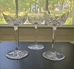 Set 3 St. Louis STL20 Cut Crystal Cordial / Sherry Glass 4 7/8″ 1930s