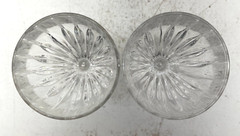 Set of 2 Crystal Clear Ribbed Stemmed Pattern Wine Glasses Glassware 6 1/4″