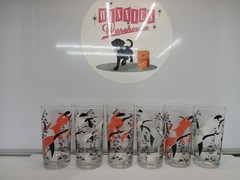 Anchor Hocking Canadian Geese Drinking Glasses Pink & Black