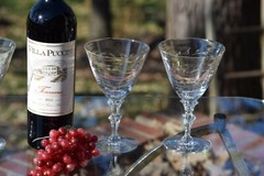 Vintage Etched Cystal Wine Glasses – Water Goblet, Set of 4, Tiffin Franciscan