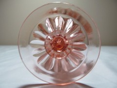 Pink Depression Glass Colonial Knife and Fork Footed Tumbler