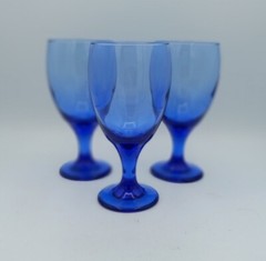 3 Libbey Cobalt Teardrop Blue Mediterranean 12 Oz. Iced Tea Glasses Goblets