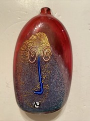 Kerry Feldman Studio Art Glass “Picasso” Face VASE Signed 2004 6” 5/8 Tall