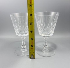 Val St Lambert Crystal Rochelle Wine Goblet Glasses 6″ Set of 2