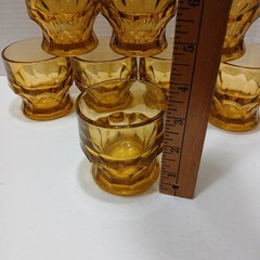 Vintage Anchor Hocking Amber Glasses 3 Inch Juice Barware 4 Oz. Set Of 8