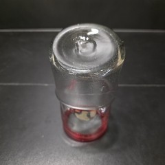 Set 4 Hand Blown Art Glass Tumblers Red Rim Twisted 7” Drinking Glass