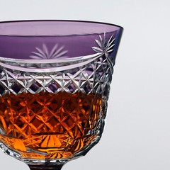 1 Set of 2pcs Hand Cut To Crystal Bohemian Style Edo Kiriko Colored Goblet 5oz