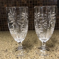 (2) Godinger Shannon South Beach Palm Tree Iced Tea Glasses 8″