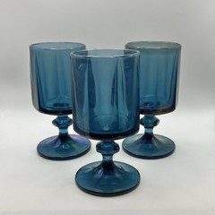 Indiana Glass Colony Nouveau Riviera Blue Goblets Set of 3