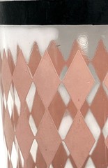Vtg Hazel Atlas Beverage Glass 5.5 Inch Pink Diamond Black Trim Harlequin Argyle