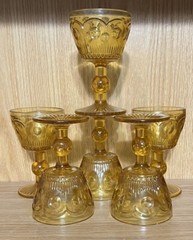 Vintage Bartlett-Collins St. Genevieve Amber Wine Goblets Set Of 6