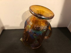 Colony Harvest Carnival Amber Glass Pedestal 64 Oz Footed Pitcher