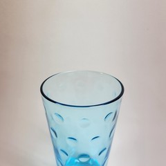 Vintage Hazel Atlas Capri Dots Glass Tumbler 5 1/4” Aqua Blue 10oz