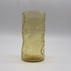 Vintage 1960s Yellow Glass Decatur Thumbprint Iced Tea Drinking Glass