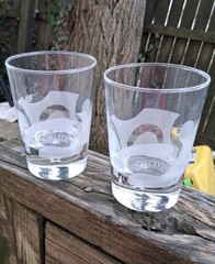 Baileys Original Irish Cream Glasses With Heavy Bubble Base Frosted Logo X 2