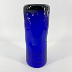 Cobalt Blue Glass Handmade Tumbler Flower Vase Glass Dimpled Rough Bottom