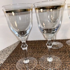 VTG MCM Gold Rimmed Cocktail Glasses 8 4 8” & 4 6” Barware