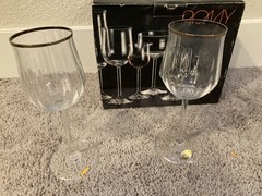 Rony Bohemia Crystal Cut Wine Glasses 9″ 90ml Set of 6 Czech Republic