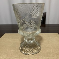 Indiana Tiara Glass CLEAR Ponderosa Pine Cone FOOTED GOBLET 6” Discontinued
