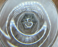Set of 8 Miniature glass wine shot goblet embossed stamp France