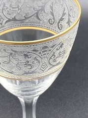 Glastonbury Lotus Brocade, Gold Trim: Wine Goblet 6″ Tall