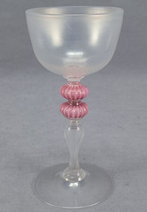 Antique Steuben Shape 3117 Verre-De-Soie Melon Knops 4 3/4 Inch Wine Glass