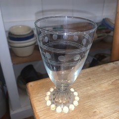One Vintage Hocking BERWICK-BOOPIE Beaded Glass. 5 1/2” tall holds 8 oz to top
