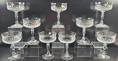9) Schott Zwiesel Desiree Champagne Sherbet Set Vintage Crystal Cut Germany Lot