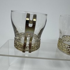 Vintage MCM Libbey Gold Greek Key Continental Glass Coffee Cups Mugs – Set of 2
