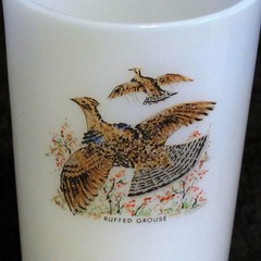 Fire King, Vintage Milk Glass Tumblers Game Birds set of 4