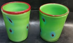 European Studio Art Glass Tumblers Set of 6 • 4–4.5″ • Polish Czech Vintage